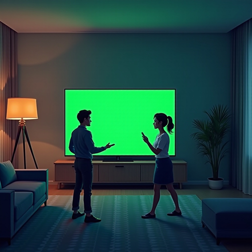 zelená obrazovka na televizi LG